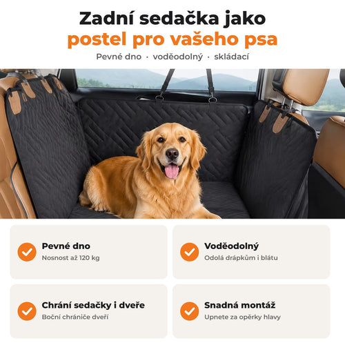 Potah do auta pro psa s pevným dnem – zadní sedačka jako postel pro psa